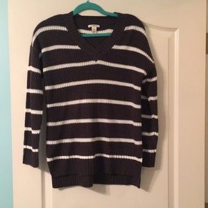 Grey and white striped sweater